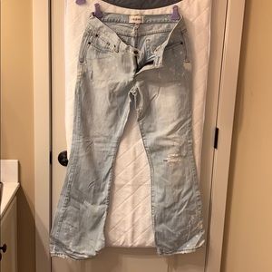 Abercrombie and Fitch destroyed flare light denim